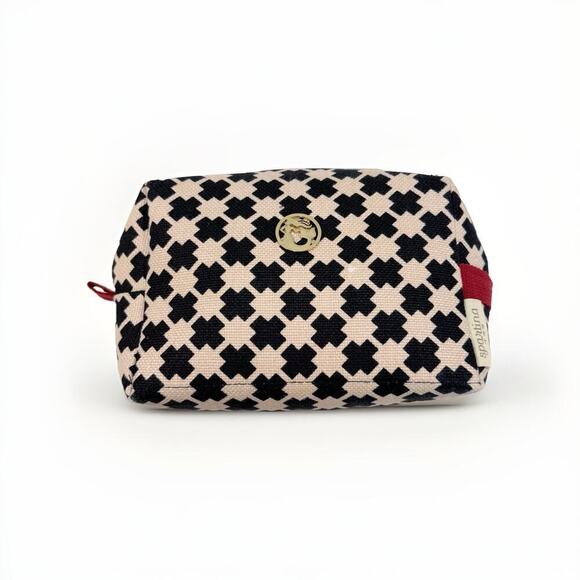 Spartina Cosmetic Makeup Bag 449 Accessory Canvas Multicolor Black Tan Carry On - Picture 1 of 12